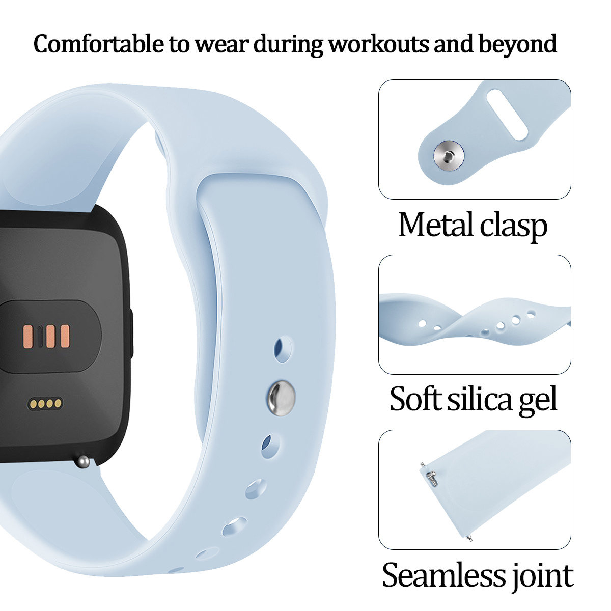 Fitbit Versa Silikon-Sportarmband - hellblau