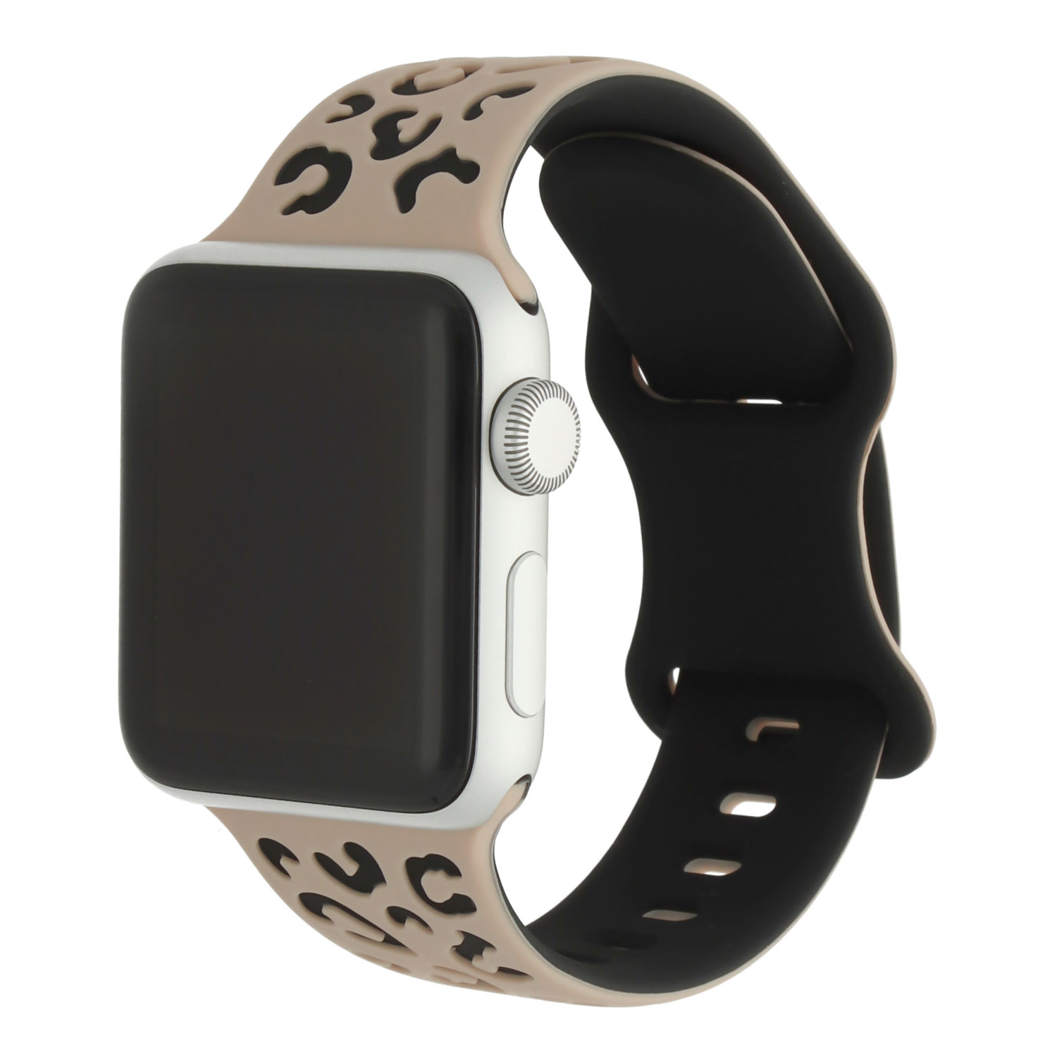 Apple Watch Silikon Leopard Wild Armband - Hellbraun Schwarz