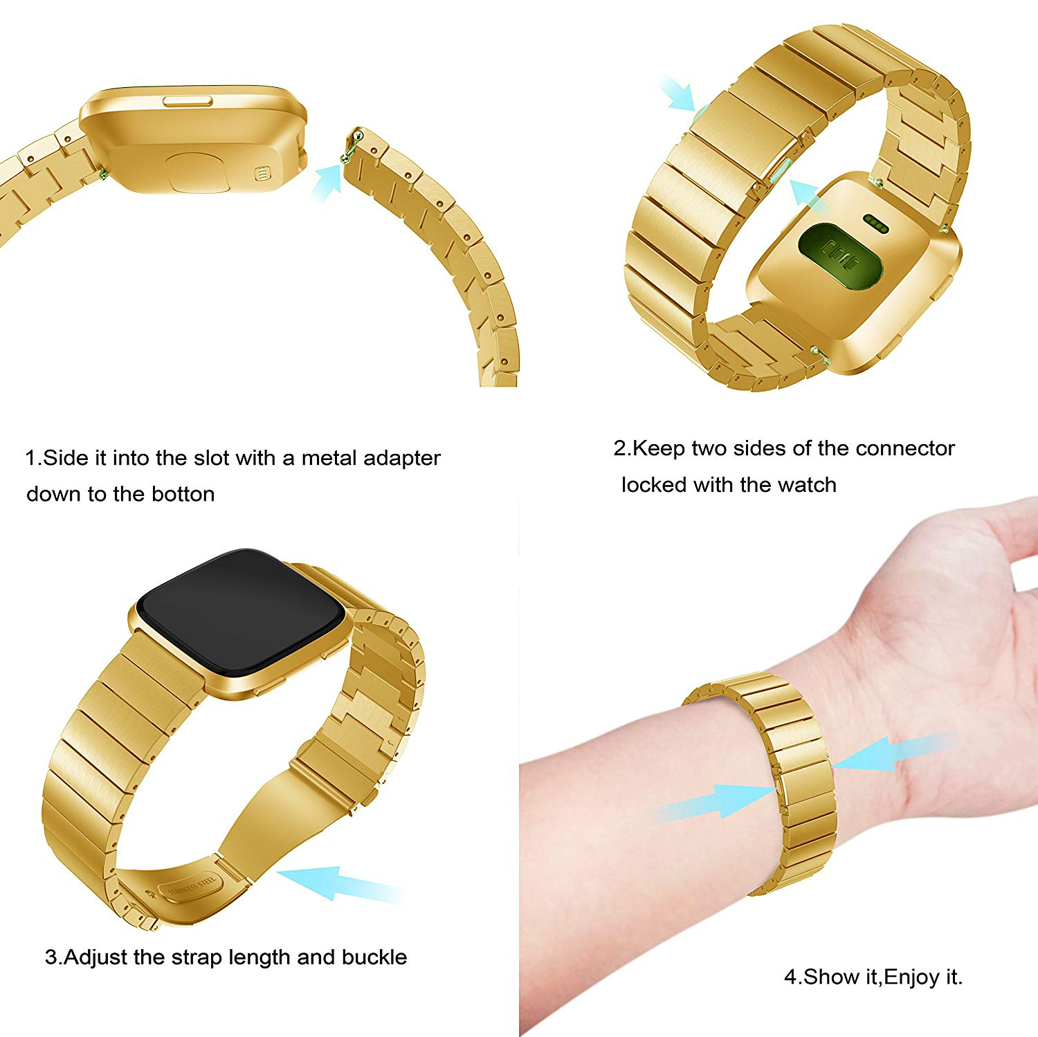 Fitbit Versa Stahlgliederarmband - gold