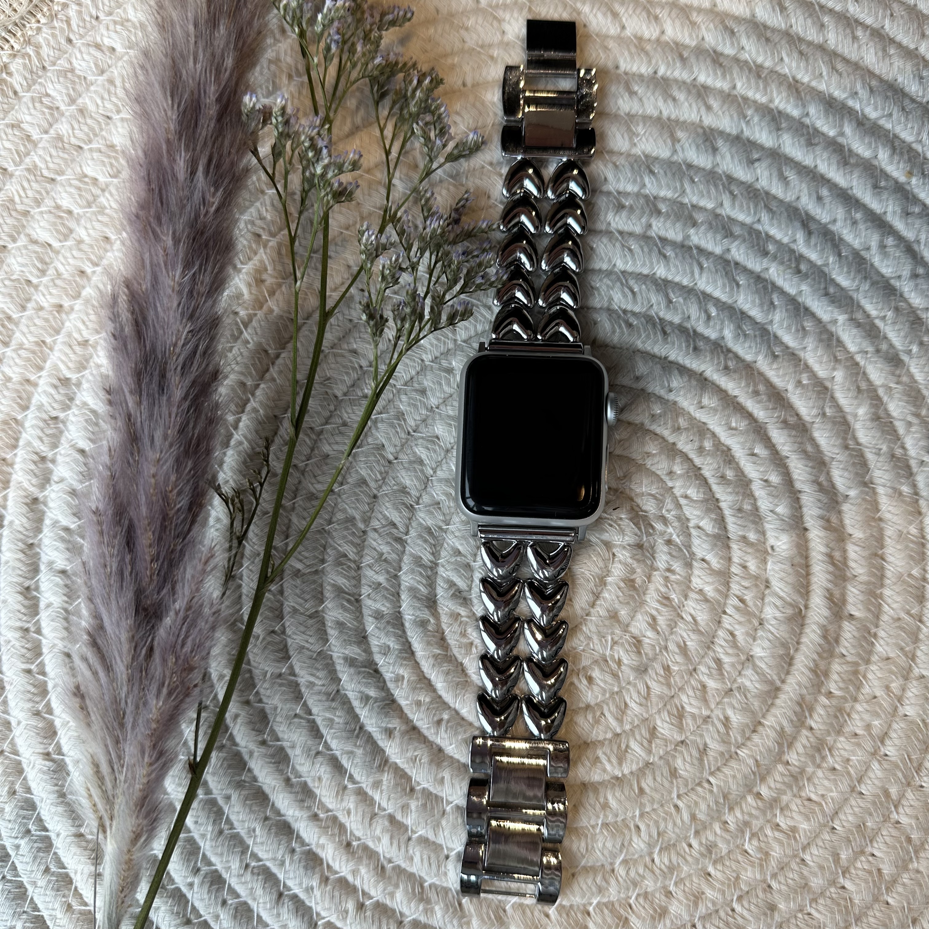Apple Watch Herz-Stahlgliederarmband – silber
