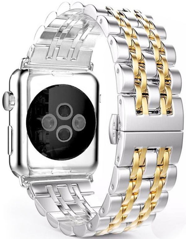 Apple Watch Edelstahl GliederArmband - Silber Gold