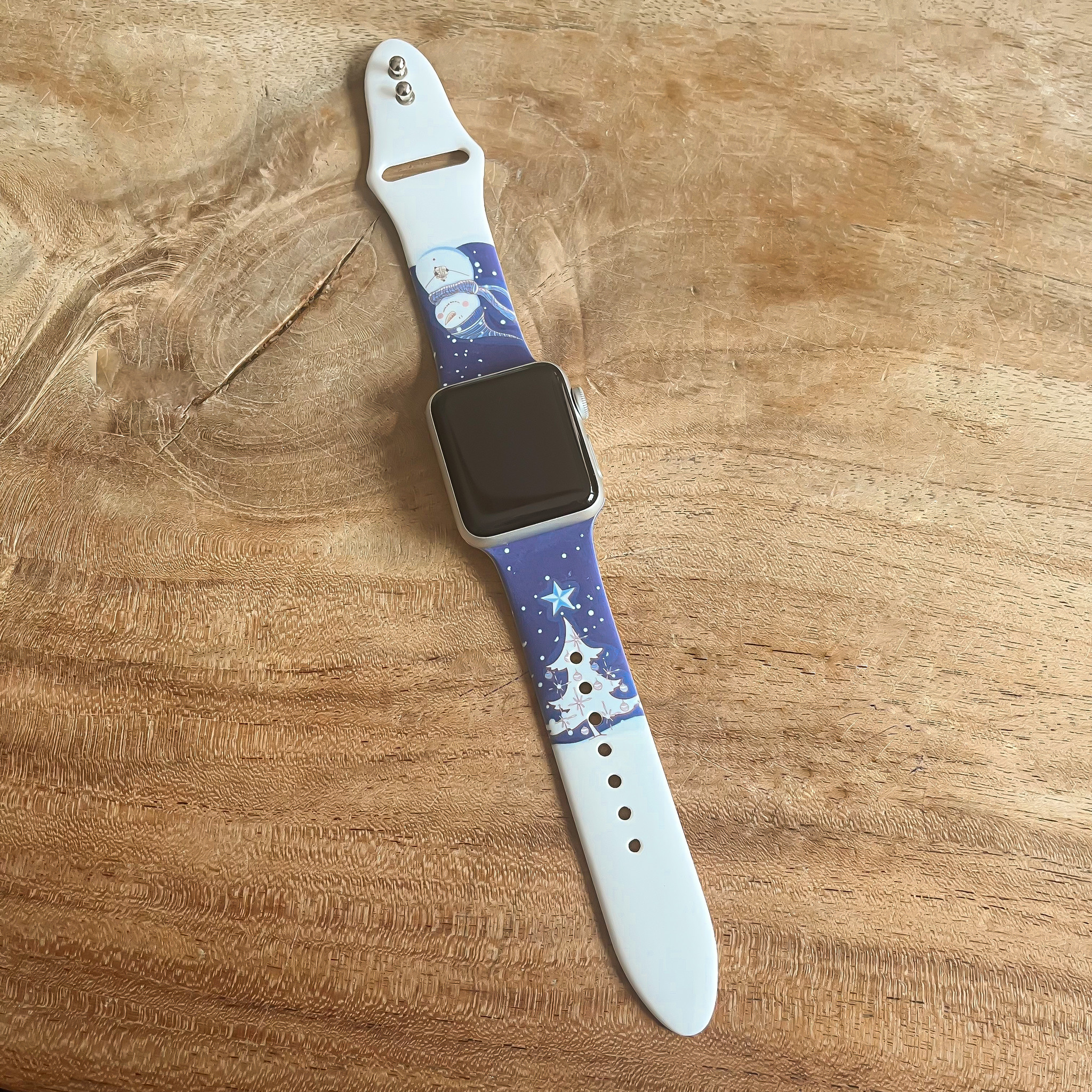 Apple Watch druck Sportarmband - Weihnachten Schneemann dunkelblau