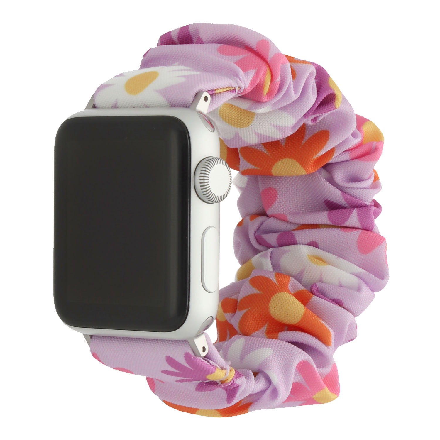  Apple Watch Nylon Scrunchie Armband - Blumen rosa