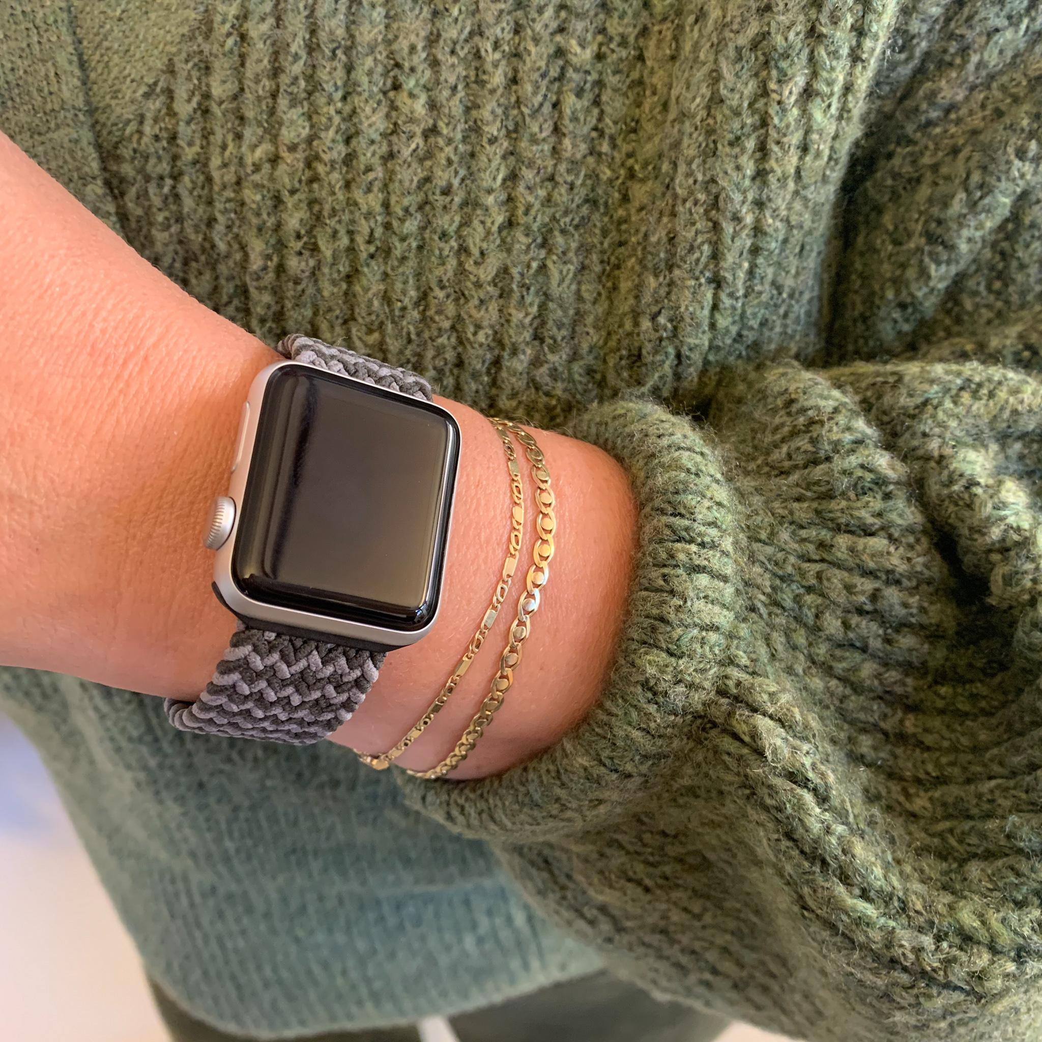 Apple Watch Nylon Geflochtenes Solo Loop - grün grau