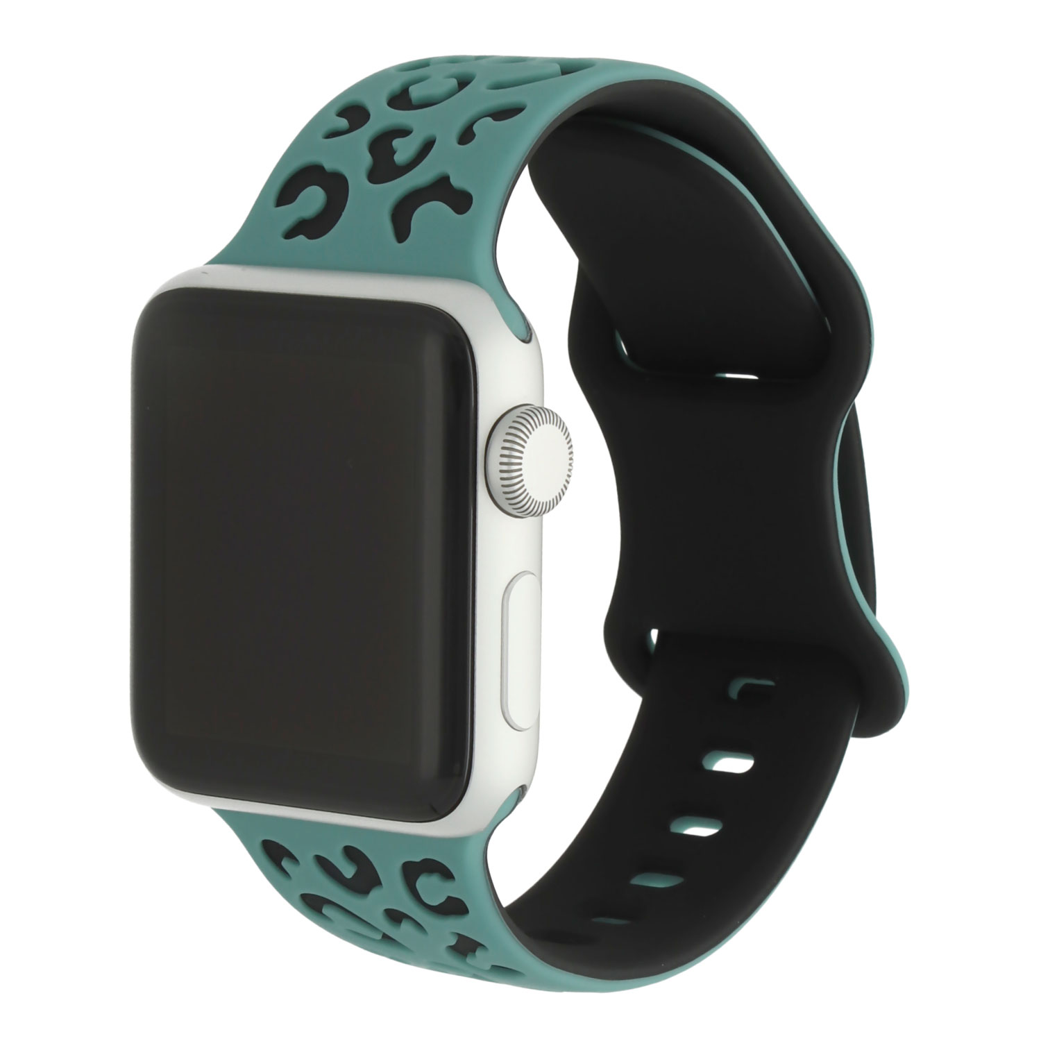 Apple Watch Silikon Leopard Wild Armband - Kaktus Schwarz