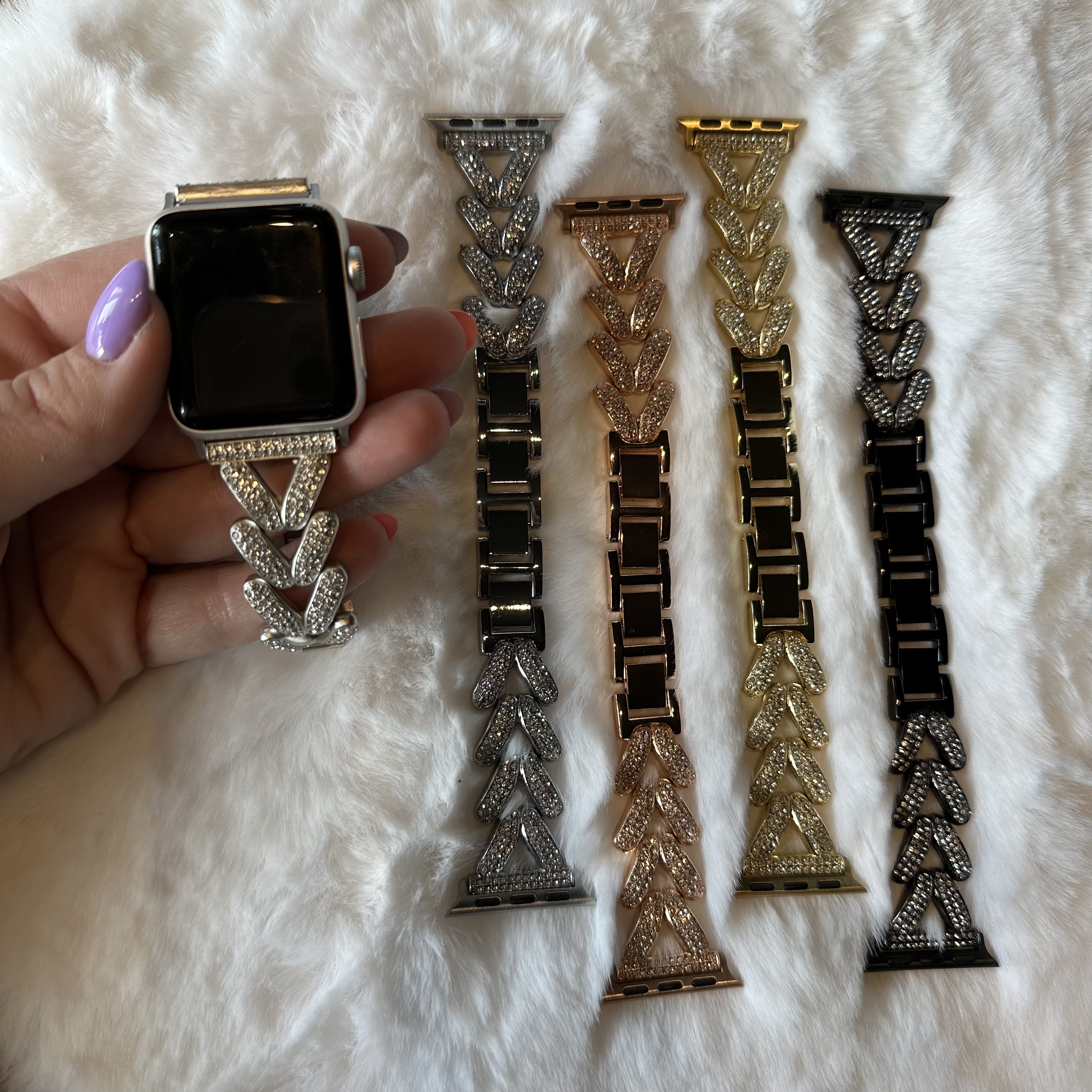 Apple Watch Herz-Stahlgliederarmband – Faye Silber